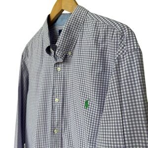 Ralph Lauren Men's XL Slim Fit Purple Check Button-Down Shirt Stretch Cotton